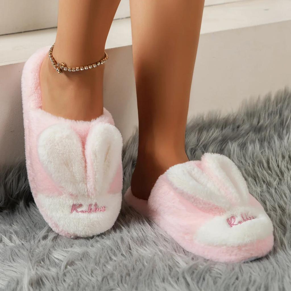 Women's Flat Shoes 2024 Autumn Closed Toe Velvet Warm Women's Home Cotton Shoes Indoor Casual Comfortable Women's Slippers