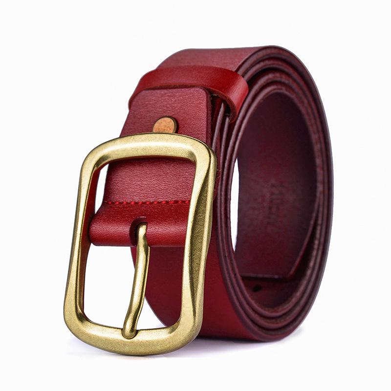 

Популярный кожаный ремень Мужской ремень из коровьей кожи Кожаная пряжка-пика Замшевый повседневный ремень для брюк в стиле ретро 125cm тёмно-рыжий