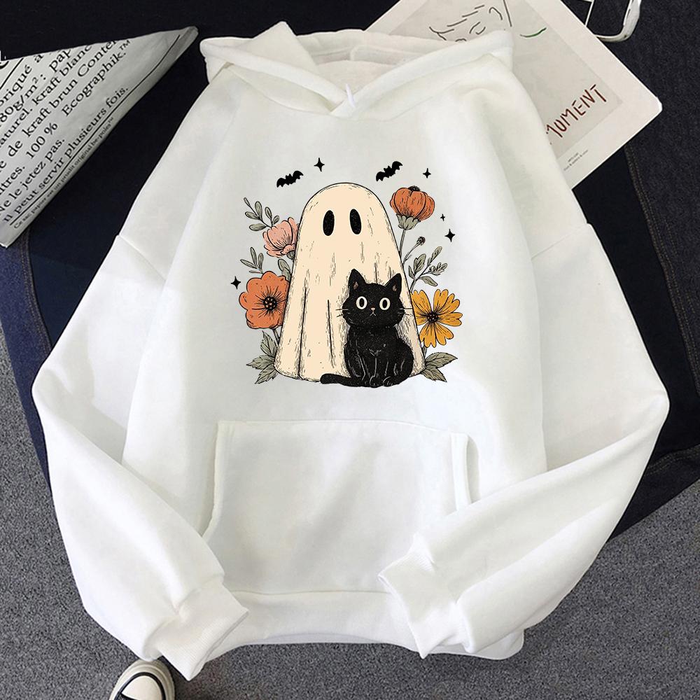Funny Cat Halloween Hoodie Fashion Women Aesthetic Vintage Ramen Flower Pumpkin Hoodies Unisex Christmas Pullovers Sweatshirts