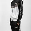 Men's Black Jogging Set and White Zip-Up Jacket with Black Stripes ELLESSE