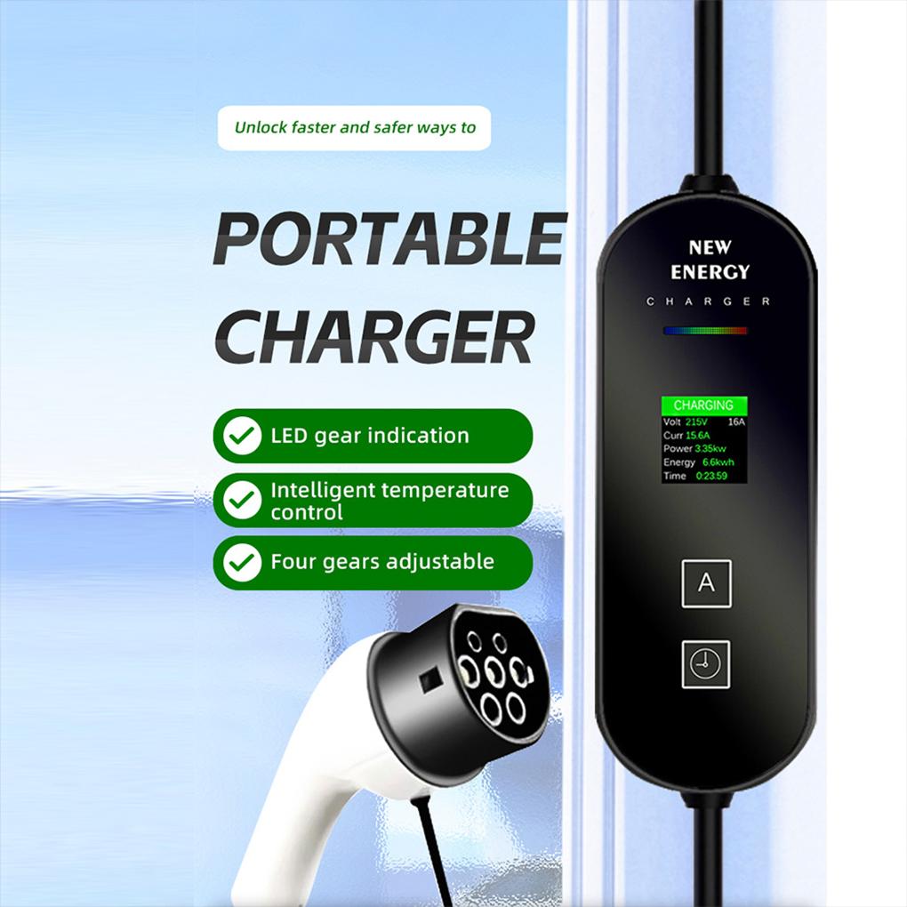 16A 3.5KW Type 2 EV Charger With LED Display IEC 62196-2 EVSE Charging Box CEE EU Plug Portable Electric Vehicle EV Charger