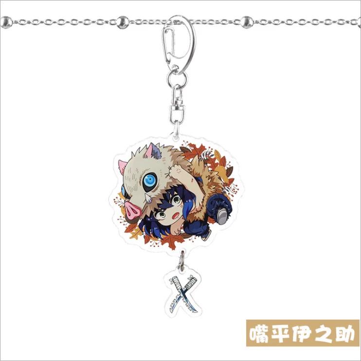 Keychain Pendant Anime Demon Slayer Kimetsu No Yaiba Kamado Tanjirou Double Sided HD Bag Pendant Gift For Fans Cosplay Props Jewelry Gift