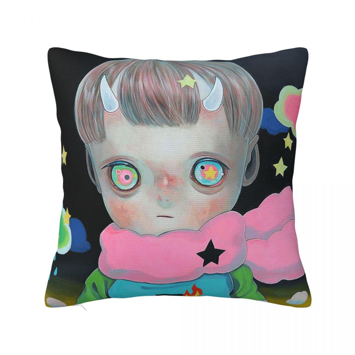 Hikari Shimoda Cute Boy Square Pillowcase Cushion Cover Pillow Case Throw Pillow Cover for Home Sofa Living Room 12x12Inch