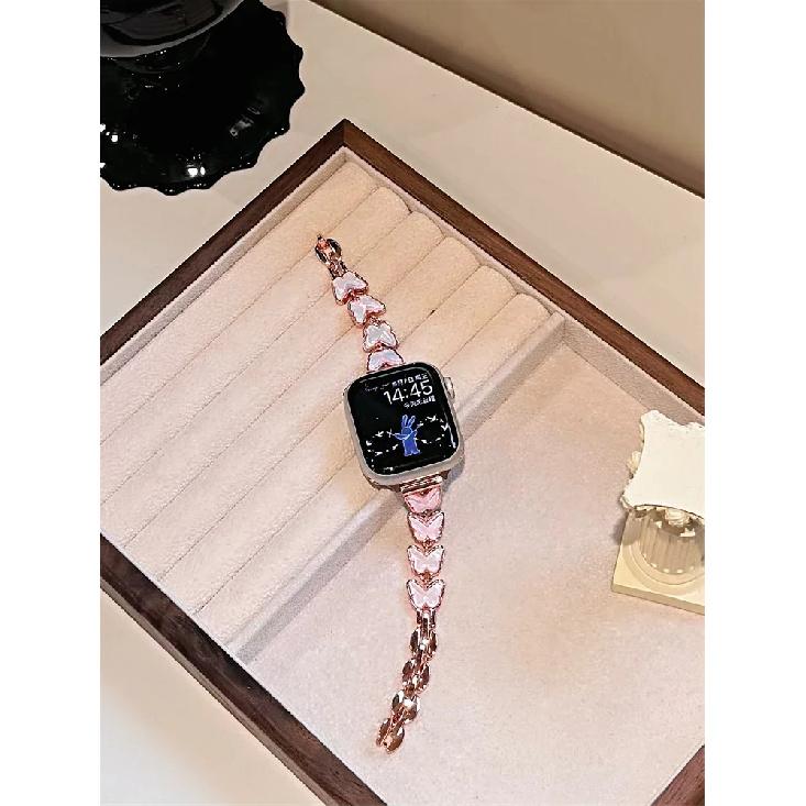 

Stainless steel bracelet link For Apple Watch band Series 8/7/6/10 40mm 41mm 38mm 42mm 44mm 45mm 46mm Strap 38mm40mm41mm 42mmS10 розовый
