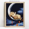 Diamantová malba Zvířecí králík Měsíc Diamantové vyšívání Mosaic Cross Stitch