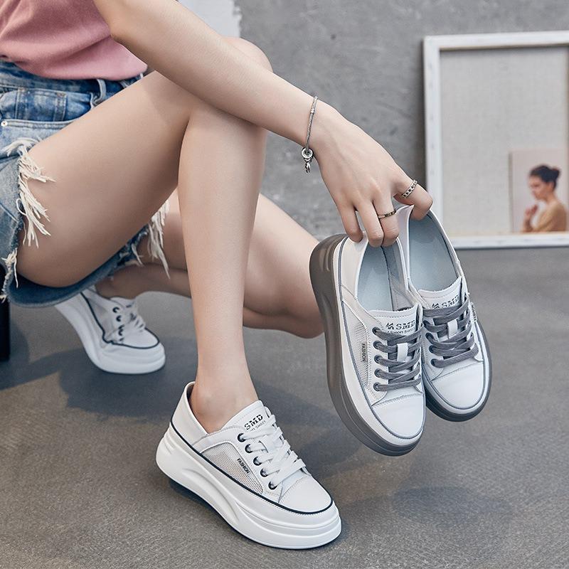 Women Casual Small White Shoes Spring Summer Breathable Flat Sneakers Outdoor Comfortable Leather Walking Footwear Zapatos Mujer