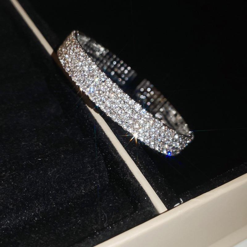 Galaxy Shine~ Diamond-encrusted round multi-layer open bracelet light luxury high-end bracelet temperament dinner party exquisite jewelry