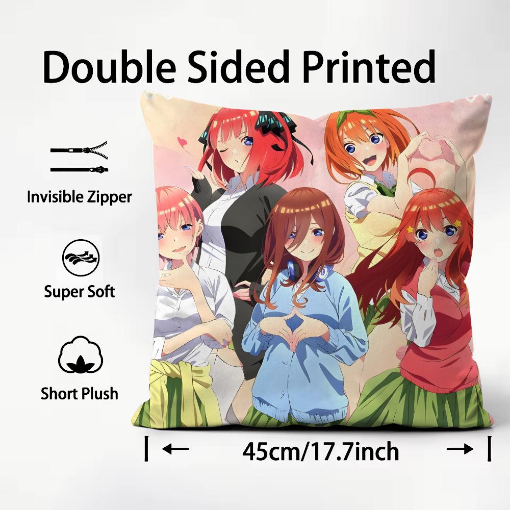 Cute The Q-Quintessential Q-Quintuplets Cushion Cover Premium Comfort Reversible Pillow Cover - Dual - Use Design for Home & Car