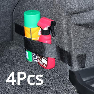 4pcs Car Trunk Storage Organizer Nylon Belt Car Elastic Fixing Belt Universal Car Trunk Black Strap Auto Interior Accessories