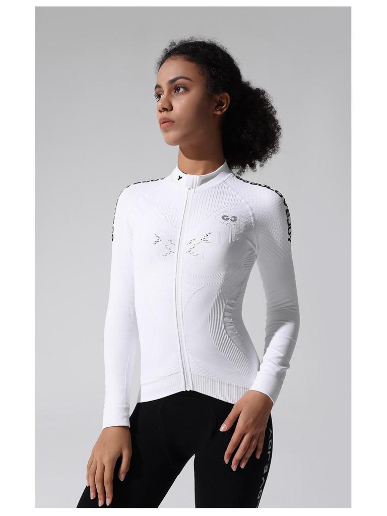 Ciepły strój do jazdy na rowerze i biegania – Odprowadzający pot, szybkoschnący, z długim rękawem na jesień/zimę do fitnessu na świeżym powietrzu