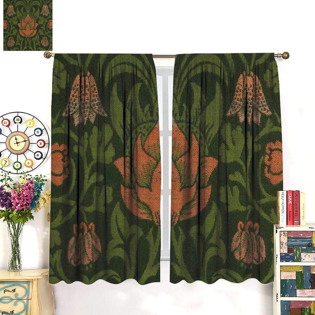 Vintage Bohemia William Morri Plant Flowers Window Curtains Abstract Art Retro Plants Pattern Print Drapes Curtain Blackout Polyester