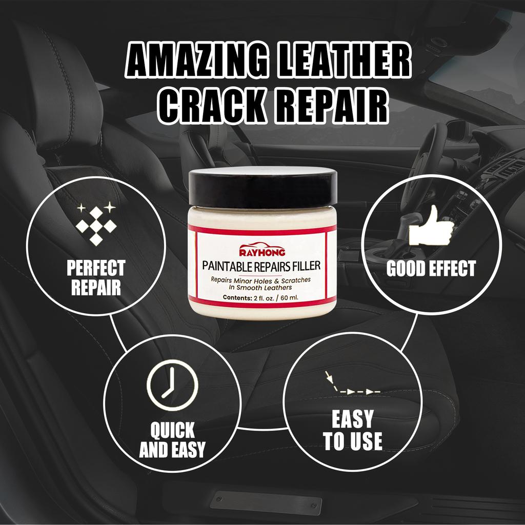 RAYHONG Crema Riempitivo per Pelle per Graffi Crepe e Buchi – Ripara Sedile Auto Divano Giacca Borsa e Mobili Pasta Rigenerante Pelle 60ml