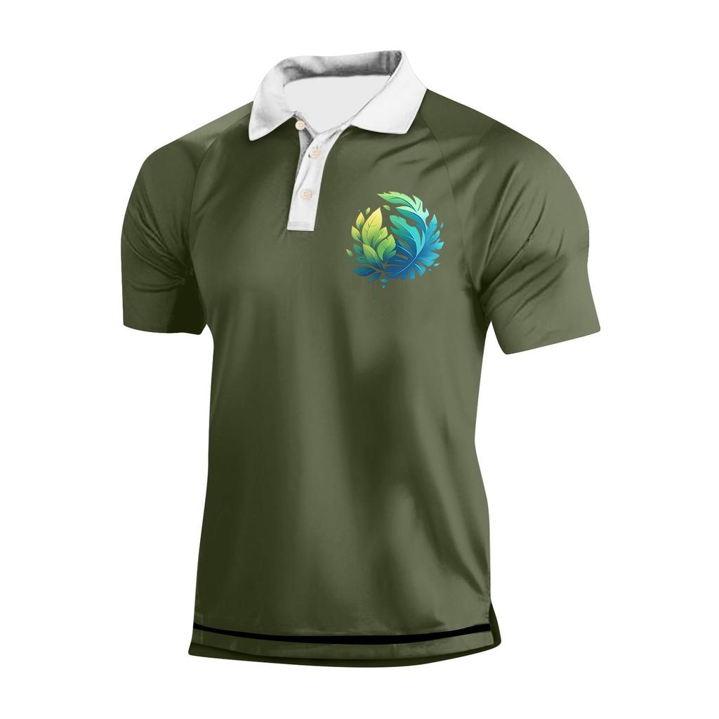 Pánská košile s krátkým rukávem, potiskem a klopami, na tři knoflíky