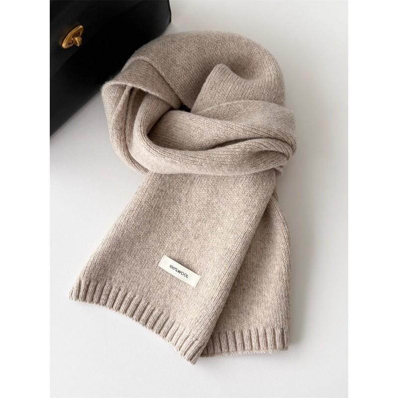 Versatile 100% Pure Wool Scarf Winter Warm Knit Neck Warmer Women