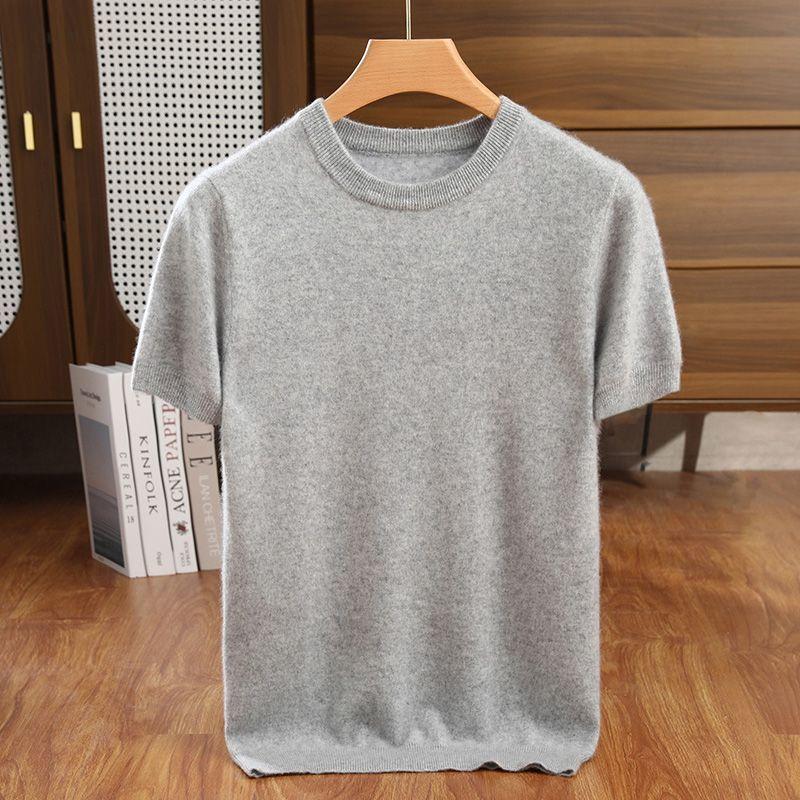 Men's Black Crew Neck Basic T-Shirt Short Sleeve Solid Color Casual Cotton Tee Versatile