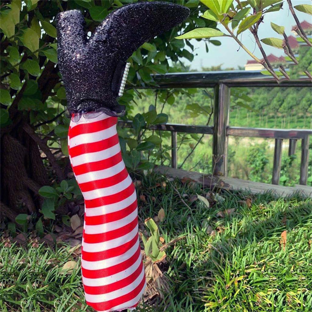 Witch Legs  Festival With Lights Halloween Striped Witch Prosthetic Legs With High Heels Outdoor Garden Terrace Decoration Halloween Decoration 2pcs