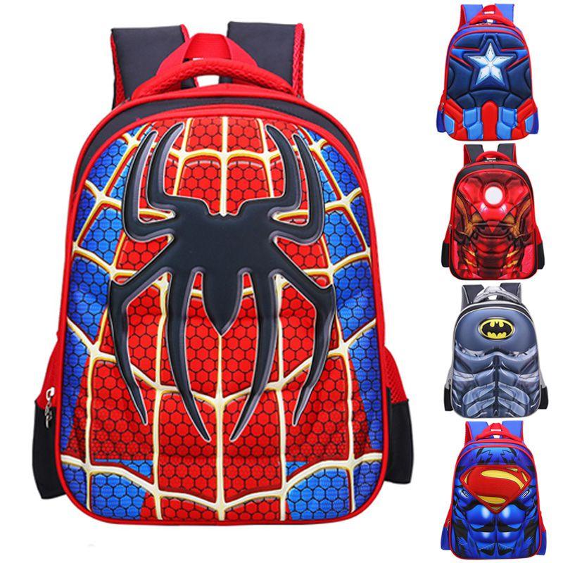 3d Spiderman Batman Captain America Childrens School Bag Backpack For Boys Kids
