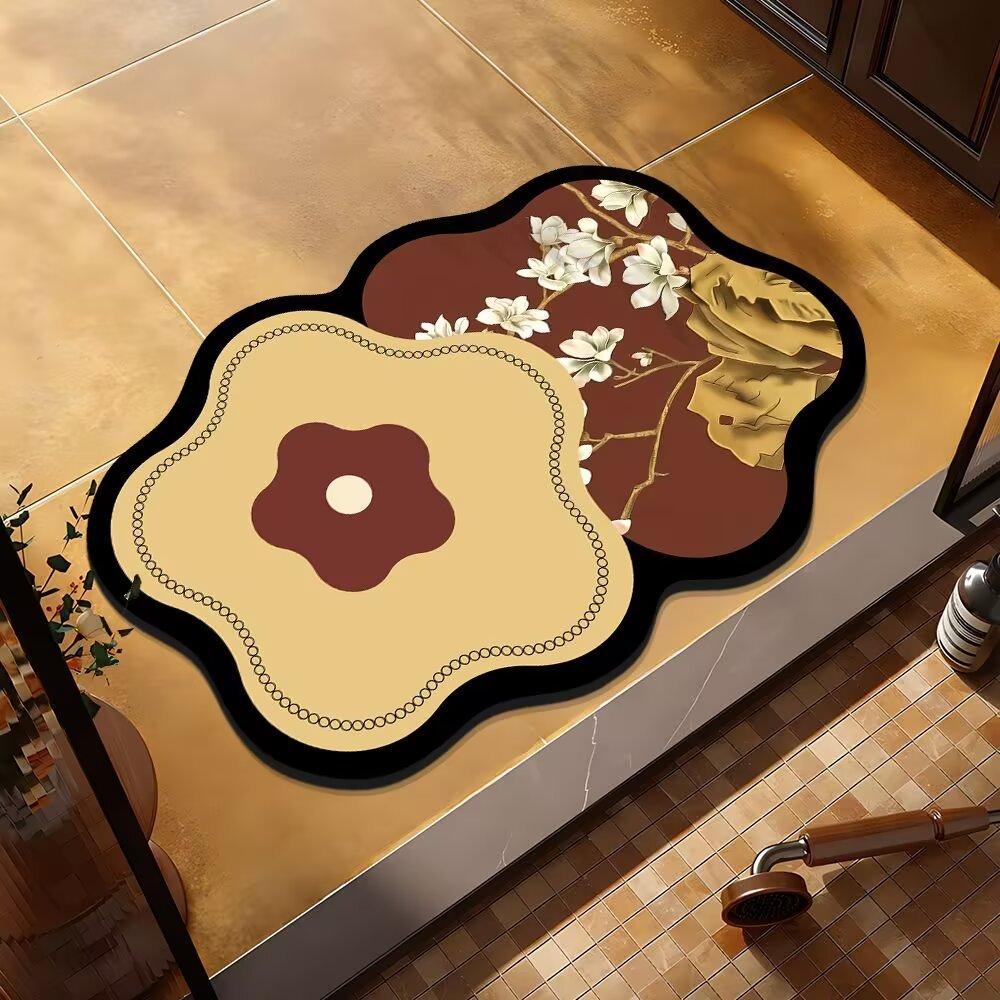 Special-shaped Flower Bathroom Floor Mat Washroom Door Wash Under Non-slip Absorbent Wear-resistant Foot Mat Door Mat