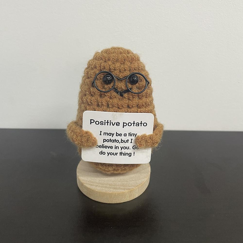 New Handmade Knitting Panda Doll With Card Ornament Home Decoration Mini Funny Positive Potatoes Room Decor Christams Gifts