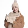 Winter Hat Scarf Gloves Set for Women Fleece Lined Pom Pom Skull Cap Long Scarf And Gloves Set Warm Knit 3 Pcs Set for Cold Weather
