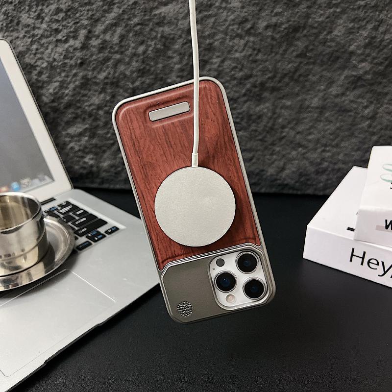 For Magsafe Magnetic Luxury Solid Color Wood Grain No Bordered Aromatherapy Phone Case For iPhone 16 Pro Max 14 12 13 15 Pro Max