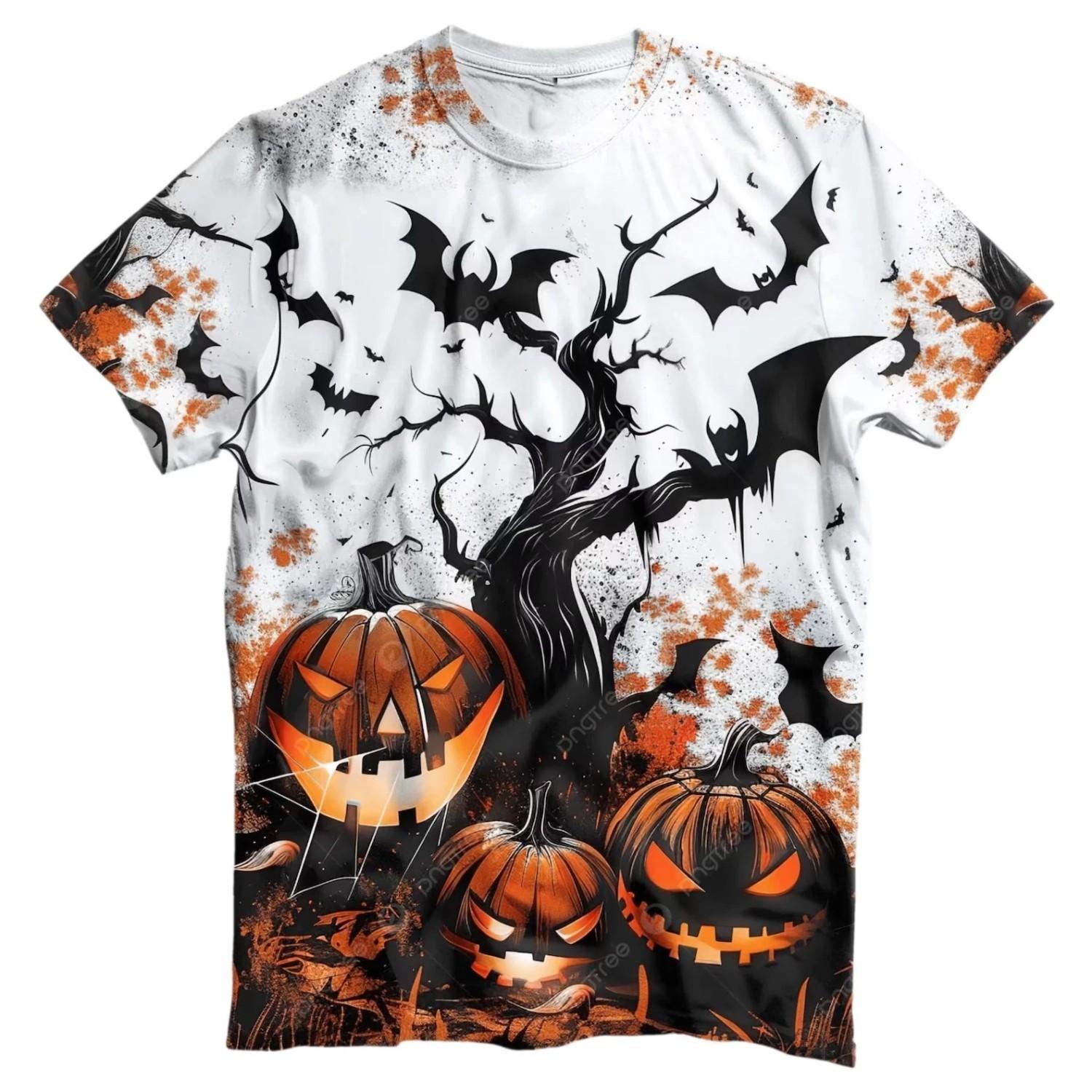 Glow Skull Face 3D T-Shirt – Unisex Halloween Streetwear Tee S