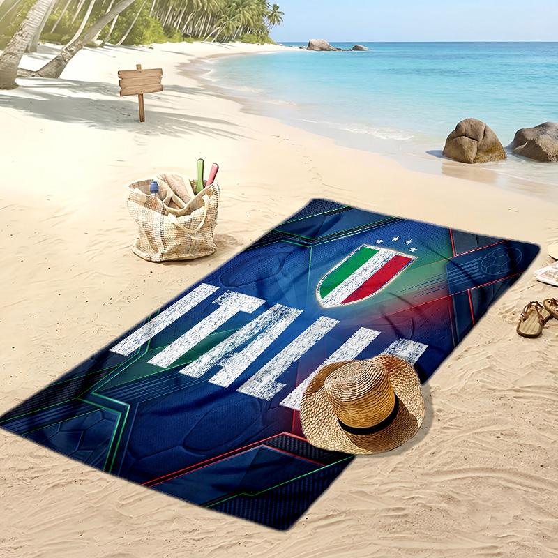 Italy Football Print Beach Towel Quick Dry Super Absorbent Soft Bath Towel for Swimming Beach Travel Fan Souvenir Gift