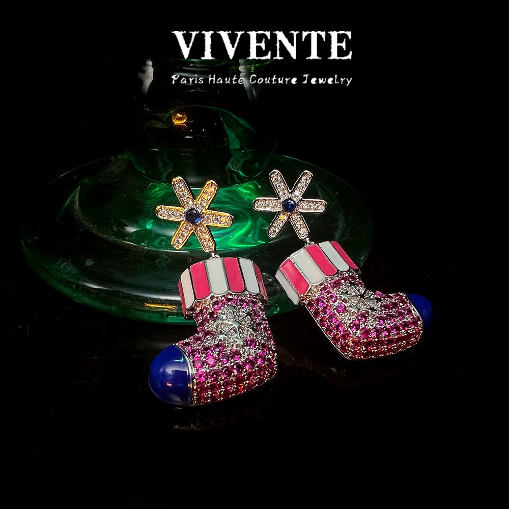 Exquisite S925 Earrings: Zircon Pave, Rhodium Plated, Mixed Gemstones, Halloween & Christmas Edition