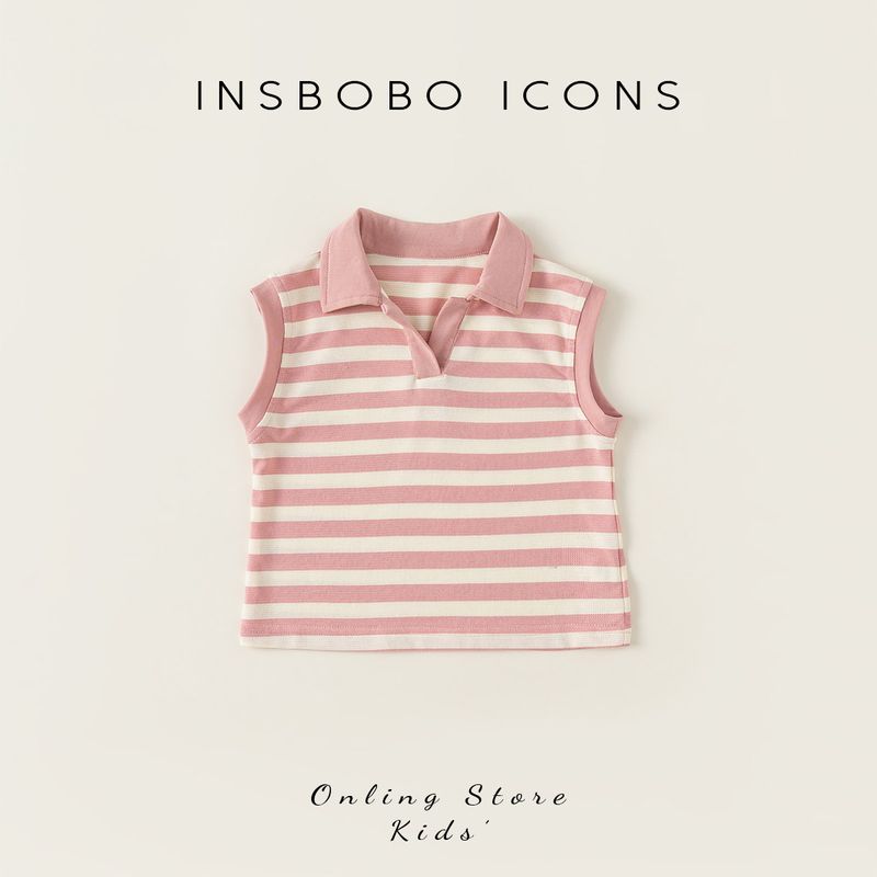 Insbobo Classic Stripes Women s Short-Sleeved T-shirt Sling Pink 140