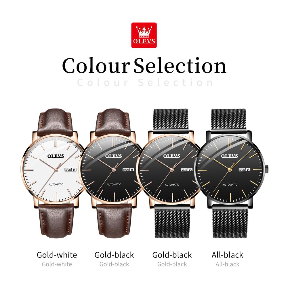 OLEVS Men's Watches Simple Casual Original Automatic Mechanical Wristwatch for Man Self-winding Movement Waterproof Luminous New