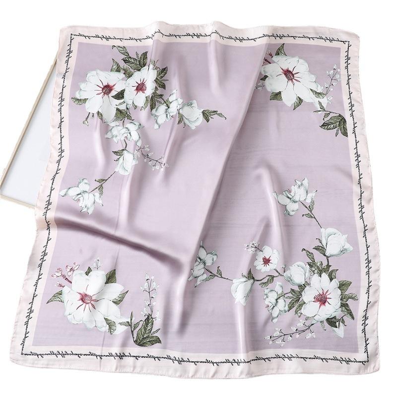 Elegantní květinový hedvábný šátek Dámský čtvercový šátek 70 cm Simulovaný hedvábný šátek Korejská verze Tisknutý šátek Čelenka Dekorativní vázací taška