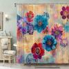 Waterproof Art Floral Shower Curtain With Hooks - Machine Washable Non-Woven - Graphic Design Art Theme Bathroom Decor