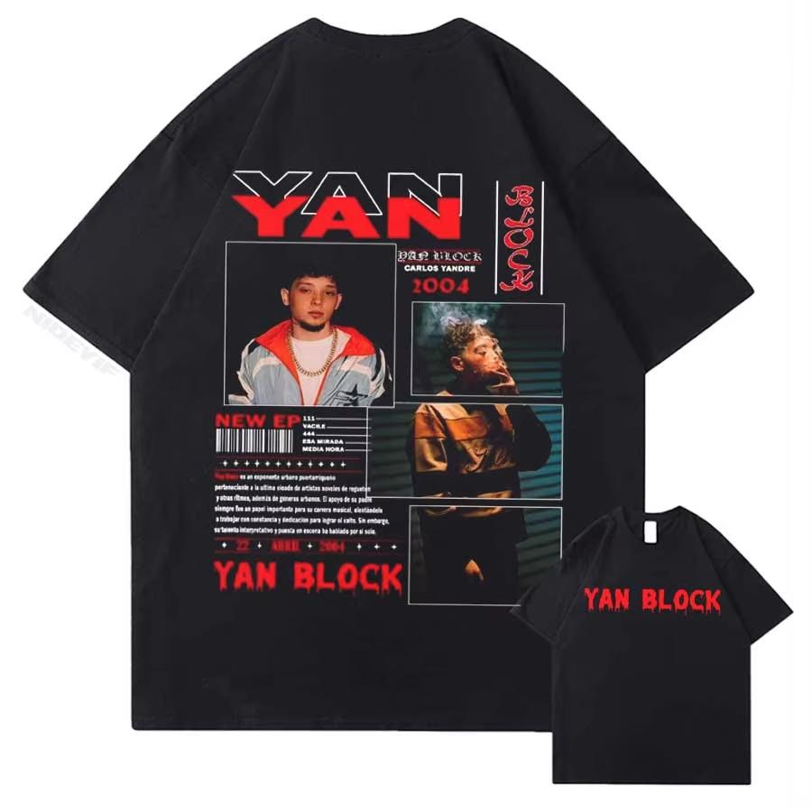 Rapper Yan Block Carlos Yandre Tour Merch T Shirt for Men Women Hiphop Streetwear Oversized Tops Cotton T-Shirt YB1 4XL