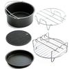 5pcs/Set Air Fryer Accessories for Baking Cooking (Cake Barrel, Pizza Pan, Metal Holder, Silicone Mat)