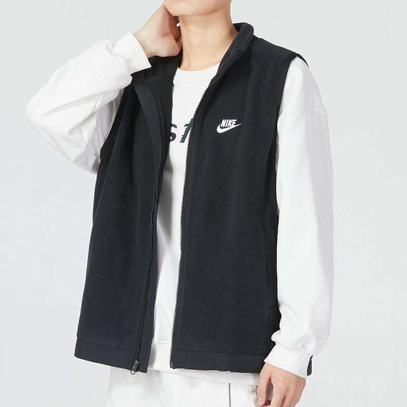 Nike Fleece Winter Vest with Stand Collar and Logo Men Outerwear Black DQ4899-010