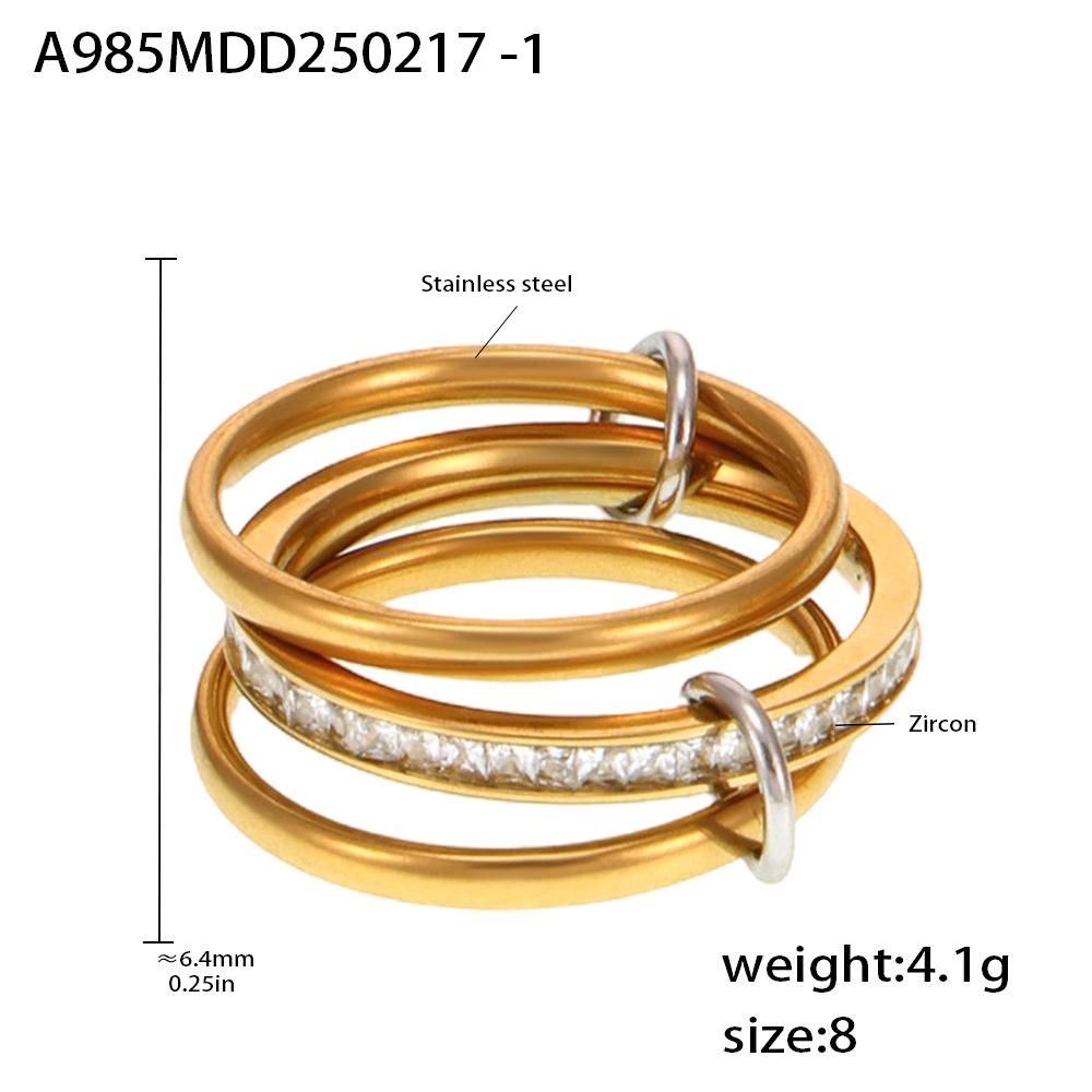 Multi Color Links Stacked Stainless Steel Rings For Women 18k Gold Plated No Fading Rock Hip-hop Style Women's Ring Female Rings