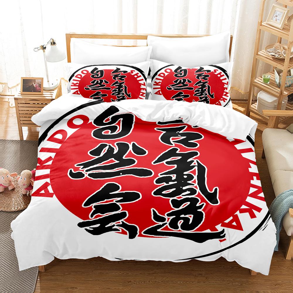 Aikido Bedding Set Japanese Martial Art Duvet Cover + 2 Pillowcases Polyester Home Textile Bedroom Decor Bed Linens