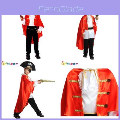 Enchanting Caribbean Pirate Costume With Red Cloak For Kids Ideal For Stage Performances