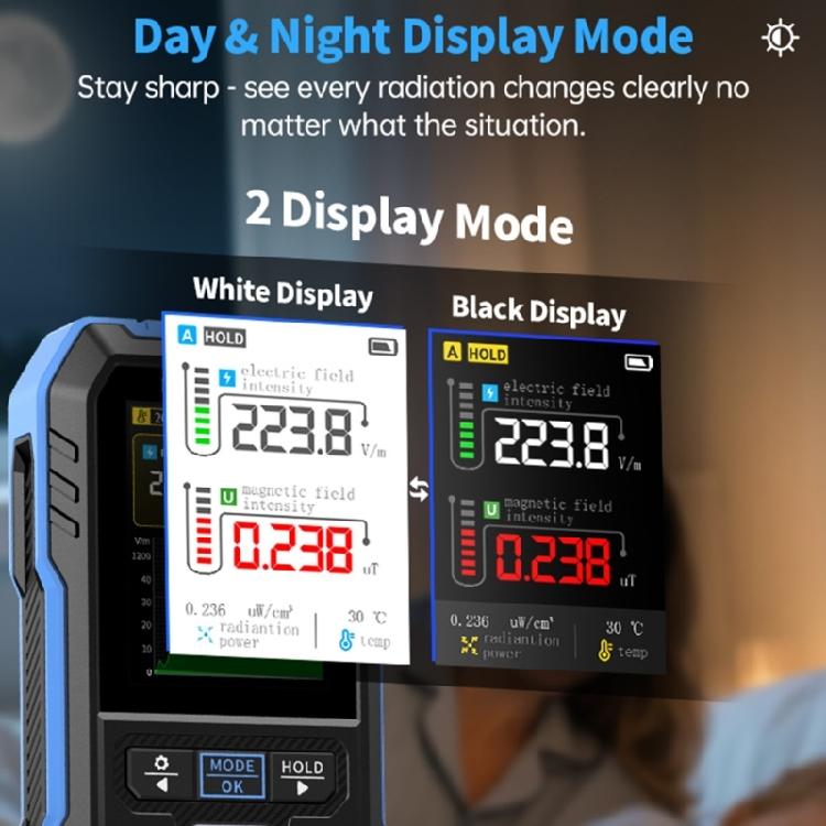 Advanced Electromagnetism Meter Electromagnetism Detectors For Home Safety Radiation Detectors With Temperature Monitoring Curved Display