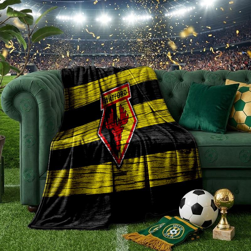 Wat-ford Football Crest Throws Blanket Flannel Blankets Plush for Couch Bed Gifts for Men Women Travel picnic blanket Christmas fan gifts
