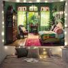 Charming Cottage Bedroom Tapestry  Cozy Interior  Lush Greenery  Unique Wall Art for Home Decor  Nature Lover Gift