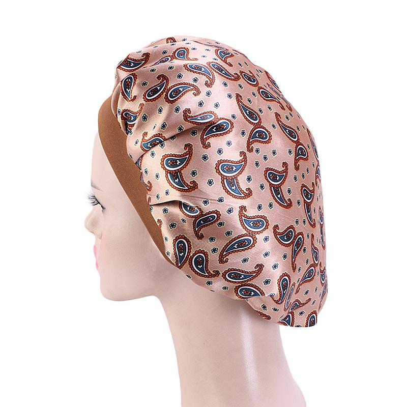 New Amoeba Satin Round Cap Elastic Wide Brim Night Cap Shower Cap Beauty Salon Cap