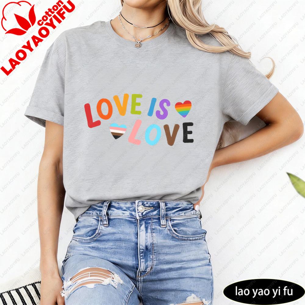 Inclusive Love Is Love Shirt Clean Cheerful Aesthetic Unisex Tshirt Lgbtq Pride Clothing Pride Month Unisex Casual Cotton TShirt
