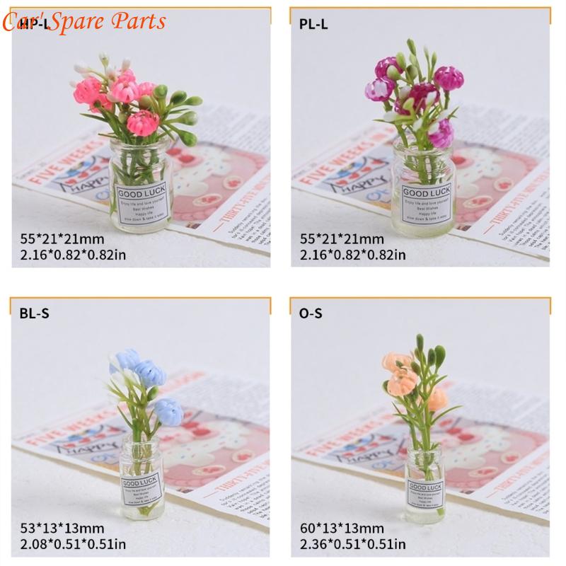 Y4UA Miniature Potted Flowers Ornament Car Dashboard Center Console Mount Greenery Decoration Glow Small Figurines Decors