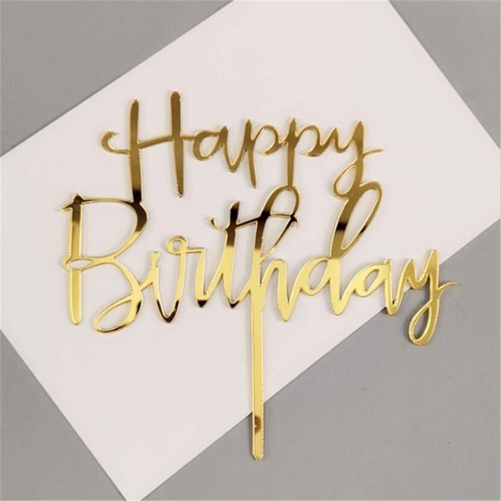 5pcs Cake topper Happy birthday black and white gold creative glitter plug-in multiple happy birthday cupcake toppers