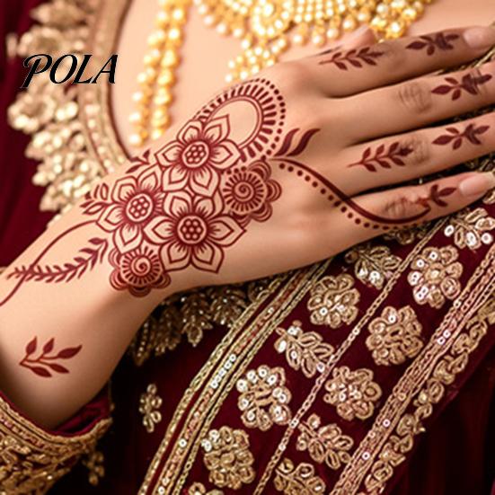 Henna Tattoo Stickers, Red Brown Waterproof Lace Temporary Tattoos, Indian Mehndi Body Art for Hands Feet, Festival Makeup