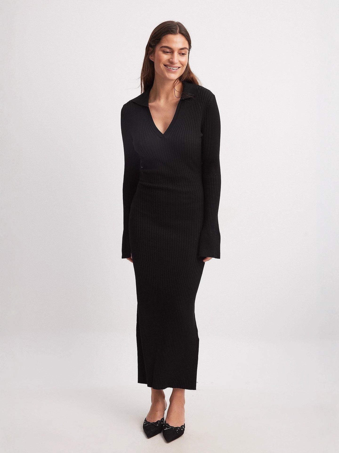Women s 2026 Knit Long Sleeve Deep V-Neck Dress Medium