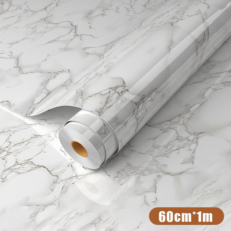 Self Adhesive Marble Grain Contact Paper Waterproof Oil Proof Stain Resistant Easy Clean for Kitchen Countertop Bathroom Renovation