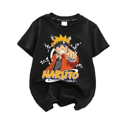 Naruto Naruto Sasuke Kakashi Kreskówka Anime Nadrukowany T-shirt Krótki Rękaw dla Chłopców i Dziewcząt Ubrania Rodzic-Dziecko