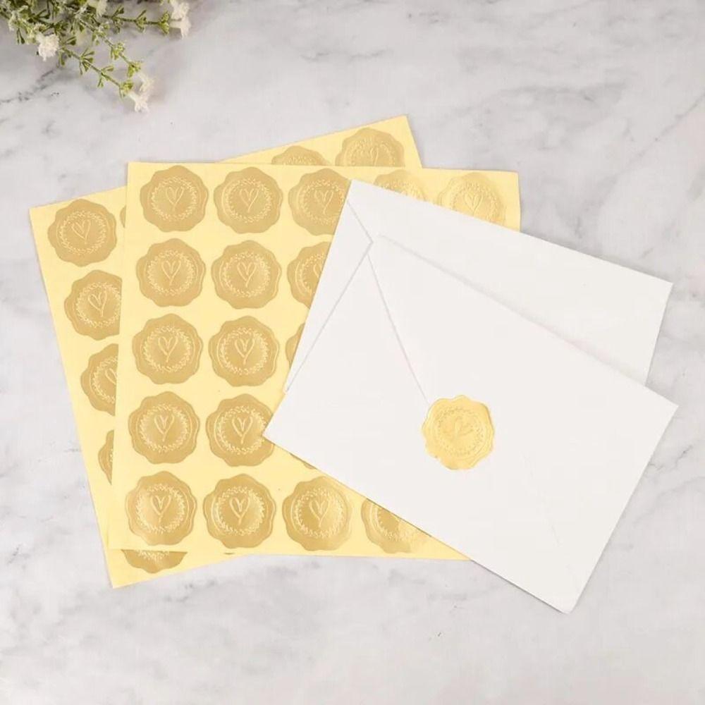Rose Pattern Heart Sticker 3D Embossed Self-Adhesive Seal Label Invitation Card